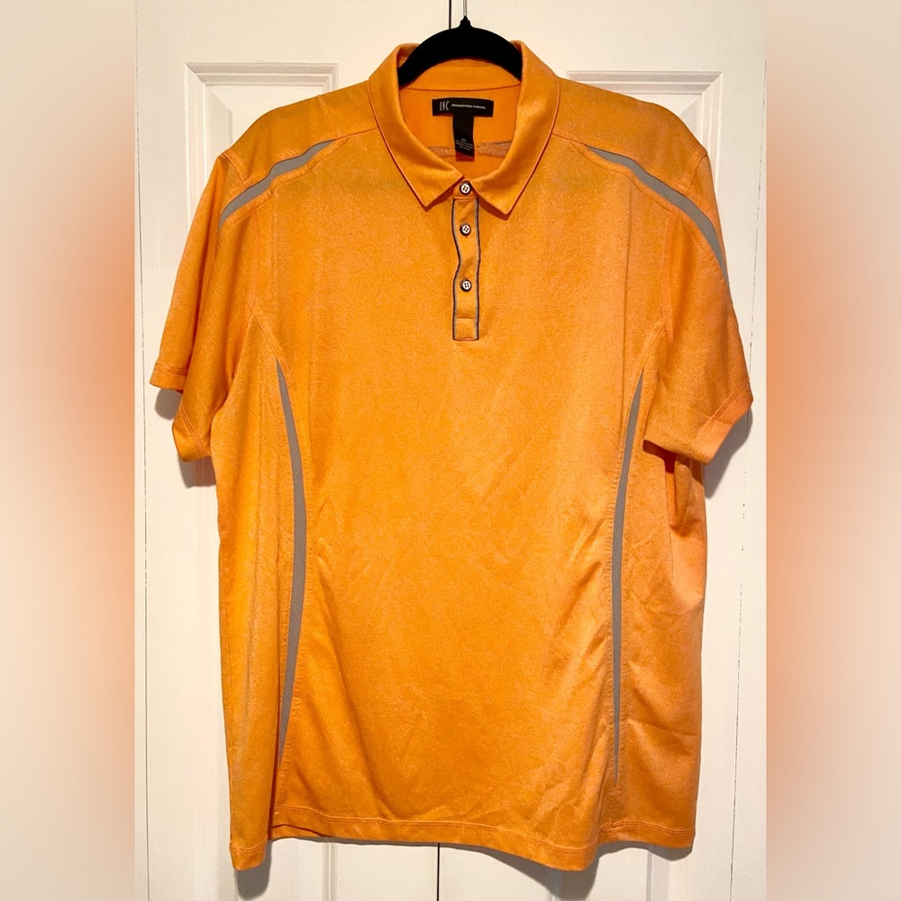 INC International Concepts Mens XL Orange 3 button Polo shirt Short sleeve.